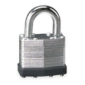 Padlock, Keyed Different, Standard Shackle, Rectangular Steel Body, Steel Shackle, 27/32 in W