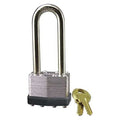 Padlock, Keyed Alike, Long Shackle, Rectangular Steel Body, Steel Shackle, 27/32 in W