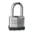 Padlock, Keyed Different, Long Shackle, Rectangular Steel Body, Steel Shackle, 3/4 in W