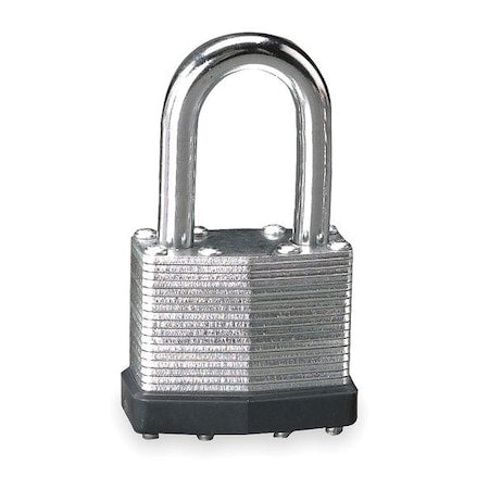 Padlock, Keyed Different, Long Shackle, Rectangular Steel Body, Steel Shackle, 3/4 in W