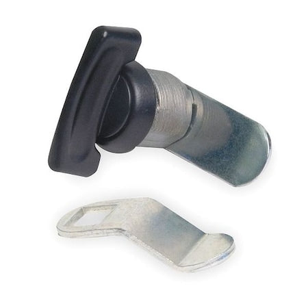 Keyless Wing-Handle Cam Locks, Black Powder coated, 19/64 in For Door Thickness, 0 Number of Keys