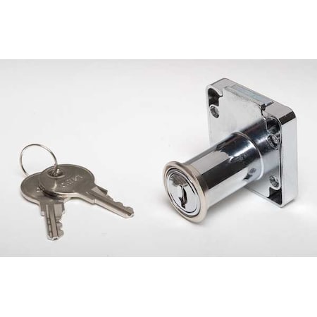 Cabinet and Drawer Dead Bolt Locks, Chrome, 1-1/4" For Door Thickness, 2 Number of Keys