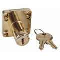 Cabinet and Drawer Dead Bolt Locks, Brass, 1-1/4" For Door Thickness, 2 Number of Keys