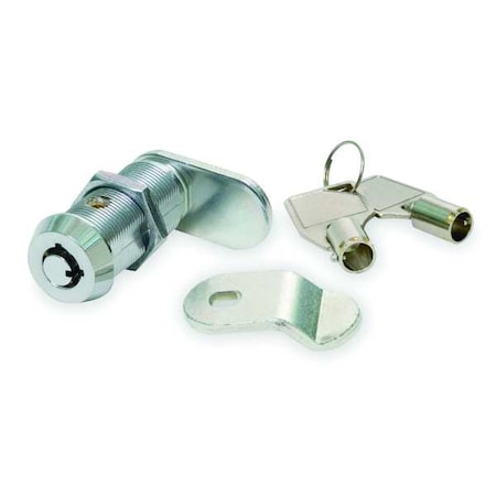 Pin Tumbler Keyed Cam Lock, Chrome, 13/64 in For Door Thickness, 2 Number of Keys, Alike Key Type