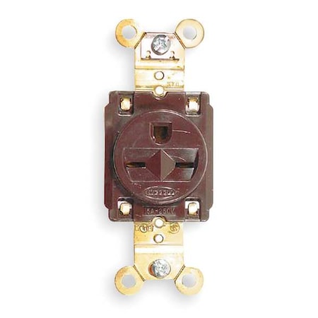 Straight Blade Receptacle, 6-15R, 15 A, 250V AC, 2 Pole, 3 Wire, Flush Mount, Grounded