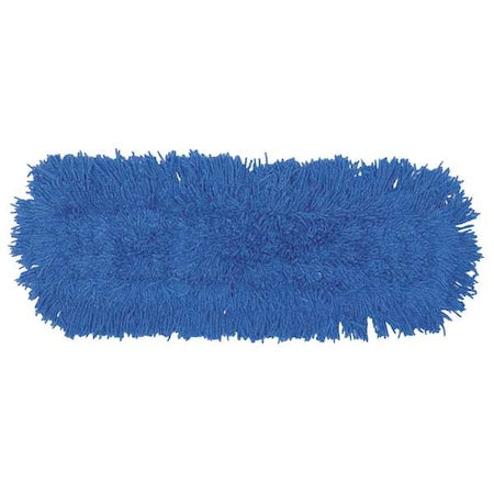 24 in L Flat Dust Mop, Slide On Connection, Looped-End, Blue, Synthetic