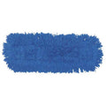 36 in L Flat Dust Mop, Slide On Connection, Looped-End, Blue, Synthetic