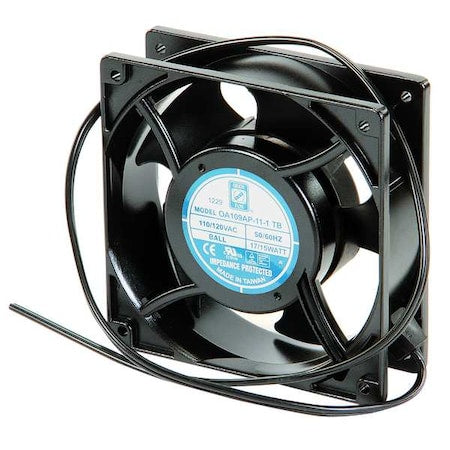 Axial Fan, Square, 115V AC, Plastic/Steel, 4 11/16 in W.