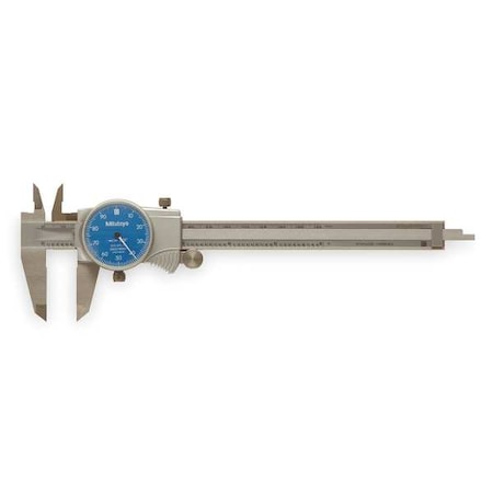 Dial Caliper, 6 In, 0.100/Rev, Blue Face