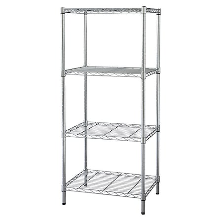 Wire Shelving Unit, 24"D x 72"W x 74"H, 4 Shelves, Chrome