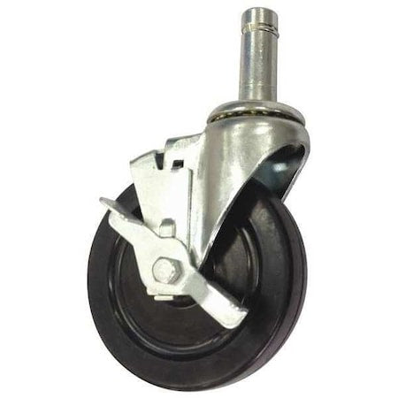 Swivel Stem Caster Brake, Rubber 5", 280 lb., Black