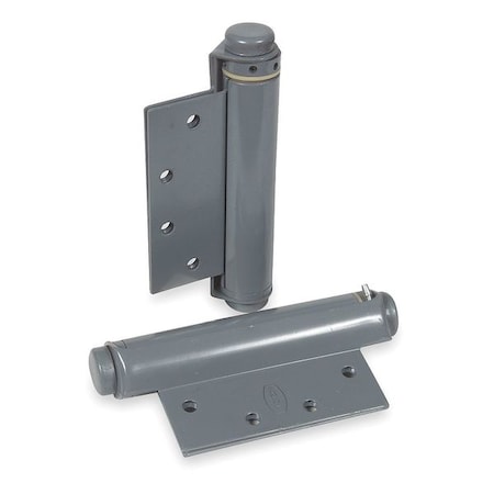 Spring Hinge, Steel, Full Mortise Mounting, 2 in Leaf W x 4 1/2 in Leaf H, Gray Enamel