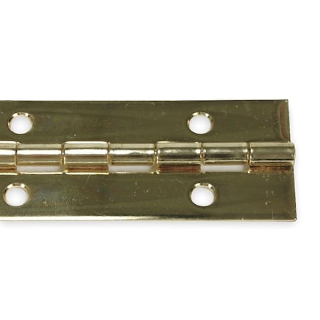 Piano Hinge, Brass, Full Surface Mounting, 3/4 in Leaf W x 72 in Leaf H, Bright Brass