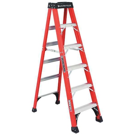 6 ft Fiberglass Stepladder, 375 lb Capacity