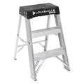 Step Stand, 2 Steps, 300 lb Load Capacity, 24 in Overall Height, Aluminum, Black/Silver