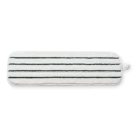 12 in L Flat Mop Pad, 2 oz Dry Wt, Hook-and-Loop Connection, Cut-End, White, Microfiber, PK10