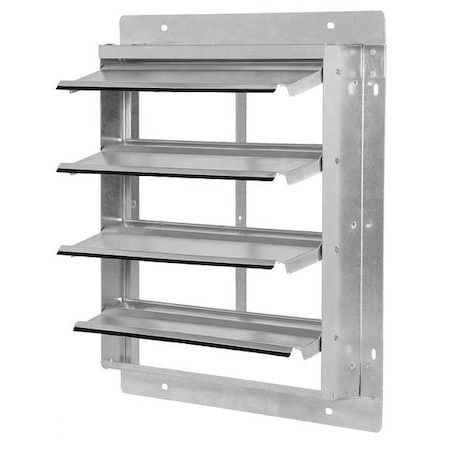 12 in 17"H-W 5.75"L Alu Wall Backdraft Dampr, 14-1/2 in x 14-1/2 in, Aluminum