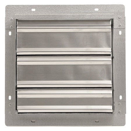 12 in 15"H-W 5.75"L Alu Wall Backdraft Dampr, 12-1/2 in x 12-1/2 in, Aluminum