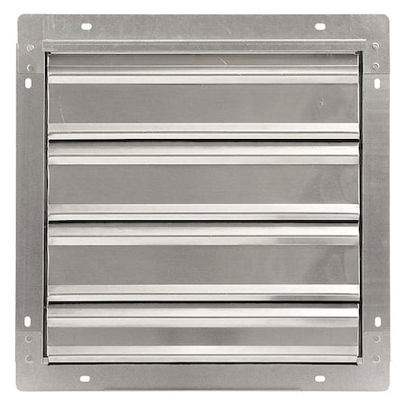 16 in 19"H-W 5.75"L Alu Wall Backdraft Dampr, 16-1/2 in x 16-1/2 in, Aluminum