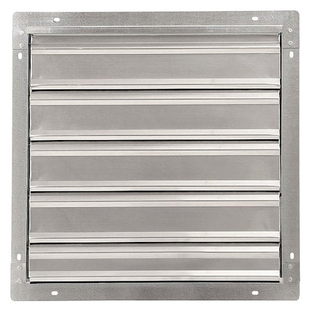 20 in 23"H-W 5.75"L Alu Wall Backdraft Dampr, 20-1/2 in x 20-1/2 in, Aluminum