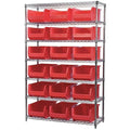 Steel Bin Shelving, 18 in D x 74 in H x 48 in W, 7 Shelves, Red