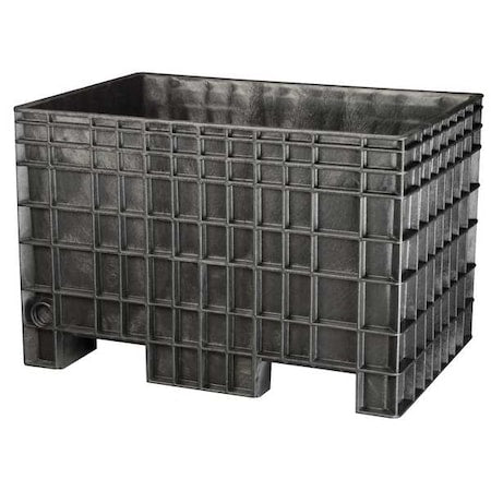 Bulk Container 13.8 cu ft Volume Cap., 41 5/8 in L, 28 3/4 in W, 27 3/4 in H, Plastic, Black