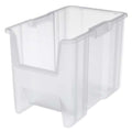 Stacking Bin, 17-1/2 in L x 10-7/8 in W x 12-1/2 in H, Clear, 75 lb Load Capacity