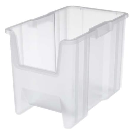 Stacking Bin, 17-1/2 in L x 10-7/8 in W x 12-1/2 in H, Clear, 75 lb Load Capacity