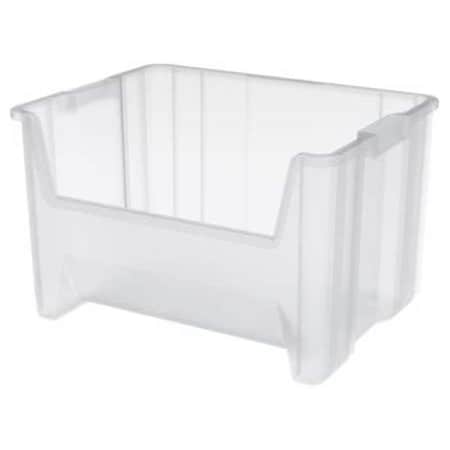 Stacking Bin, 15-1/4 in L x 19-7/8 in W x 12-1/2 in H, Clear, 75 lb Load Capacity