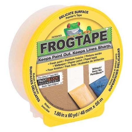 Painter's Tape, 48 mm W x 55 m L, 3.6 mil Thick, Yellow, Acrylic Adhesive