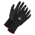 Coated Gloves, Latex, Rough, Palm, Not Rated Abrasion Level, Black, S 1 PR