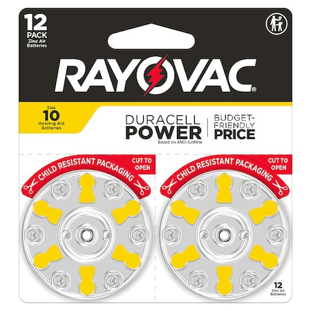 Hearing Aid BATT, 1.4V DC, 100 mAh CA, PK12
