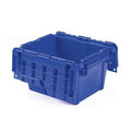 Attached Lid Container, 2.24 gal Volume Cap., 11 3/4 in L, 9 3/4 in W, 7 3/4 in H, Plastic, Blue