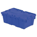 Attached Lid Container, 5.23 gal Volume Cap., 19 3/4 in L, 11 3/4 in W, 7 1/4 in H, Blue