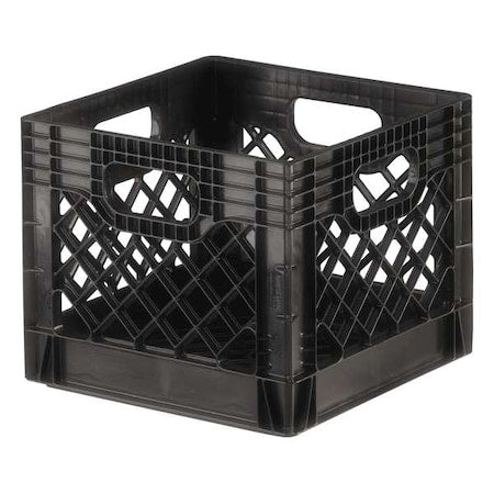 Stackable Straight Wall Tote, Black, Plastic