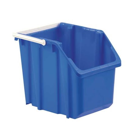 Hang & Stack Storage Bin, Plastic, Blue, 12 1/2 in H, 11 5/8 in W, 14 7/8 in L