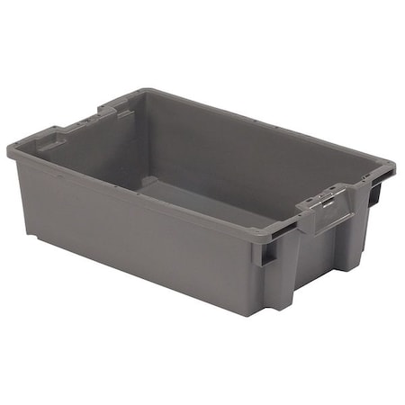 Hang & Stack Storage Bin, Plastic, Gray, 7 1/8 in H, 15 3/4 in W, 23 5/8 in L