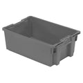 Hang & Stack Storage Bin, Plastic, Gray, 8 1/2 in H, 15 3/4 in W, 23 5/8 in L
