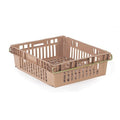 Nestable Storage Container, 9.3 gal, 24 in L x 20-1/4 in W x 6-3/4 in H, Beige, Plastic