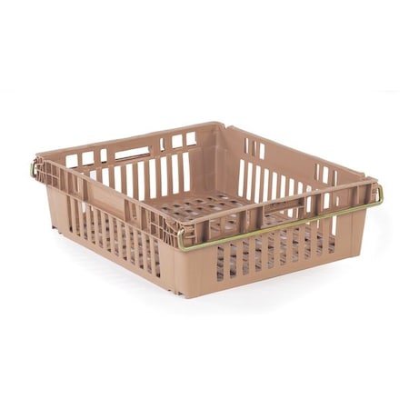 Nestable Storage Container, 9.3 gal, 24 in L x 20-1/4 in W x 6-3/4 in H, Beige, Plastic