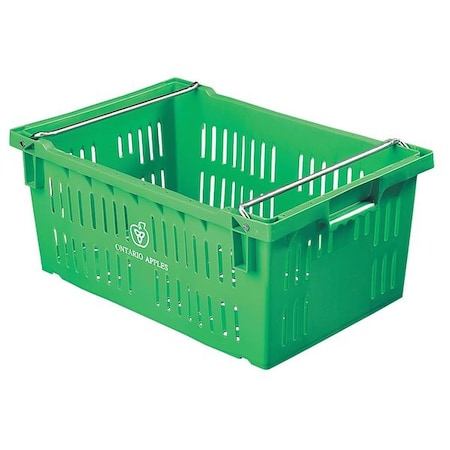 Hang & Stack Storage Bin, Plastic, Green, 10 1/4 in H, 15 3/4 in W, 23 5/8 in L