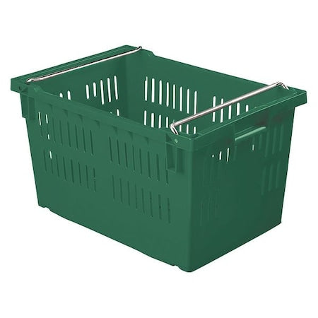 Hang & Stack Storage Bin, Plastic, Green, 13 1/4 in H, 15 3/4 in W, 23 5/8 in L