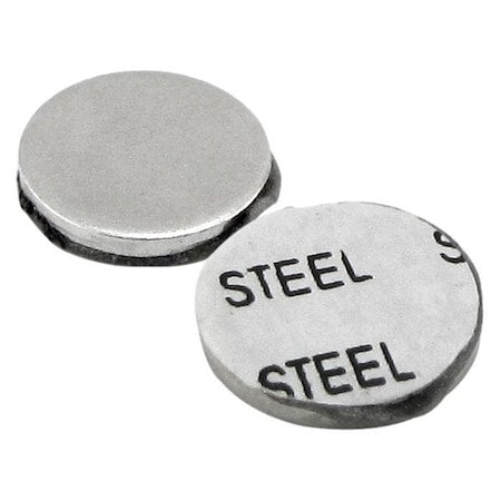 Ferrous Disc, 1/2 Dia, Stl w/Adhesive, Pk10