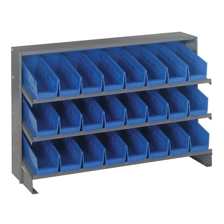 Steel Bench Pick Rack, 12 in D x 27 in H x 36 in W, 3 Shelves, Blue