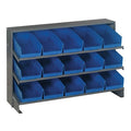 Steel Bench Pick Rack, 12 in D x 27 in H x 36 in W, 3 Shelves, Blue