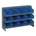 Steel Bench Pick Rack, 12 in D x 27 in H x 36 in W, 3 Shelves, Blue