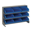 Steel Bench Pick Rack, 12 in D x 27 in H x 36 in W, 3 Shelves, Blue