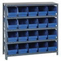 Steel Bin Shelving, 12 in D x 39 in H x 36 in W, 5 Shelves, Blue
