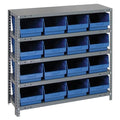 Steel Bin Shelving, 12 in D x 39 in H x 36 in W, 5 Shelves, Blue