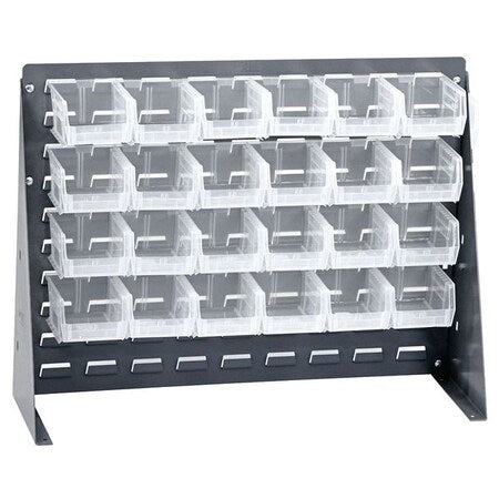 Steel Louvered Bench Rack, 1/4 in D x 21 in H x 27 in W, Gray